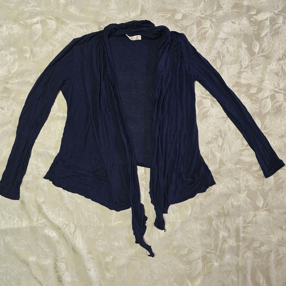 Agaci Dark Blue Cardigan Lightweight Sweater Small Old Money Elegant Preppy Boho